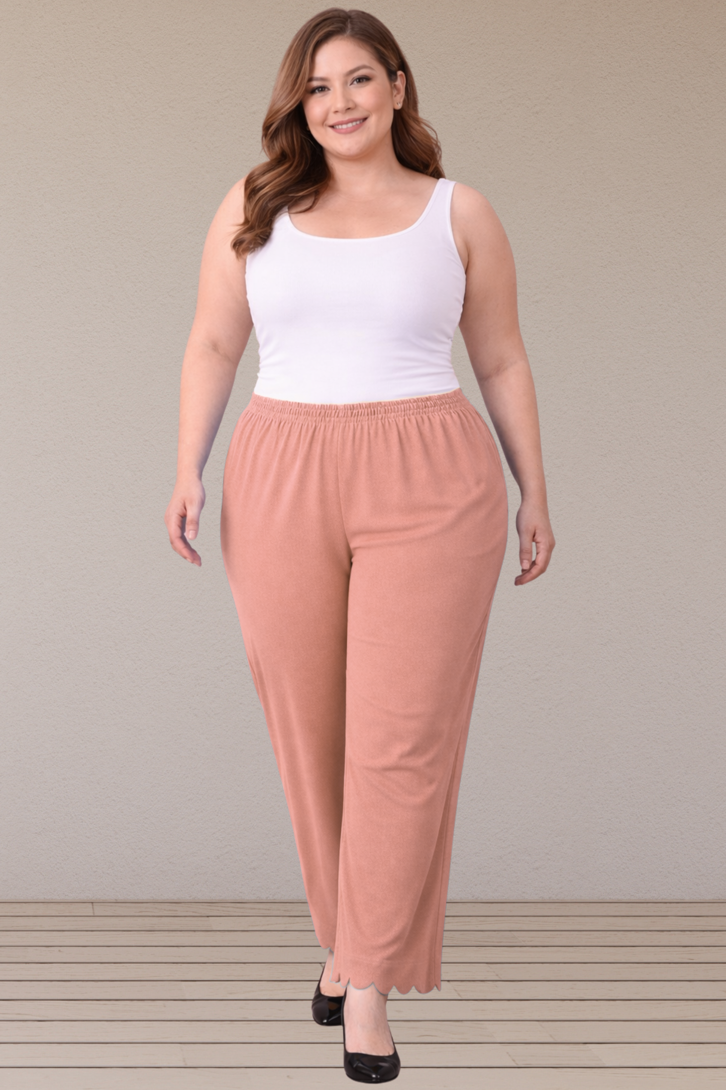 Dusty Onion Scallop Cut Palazzo
