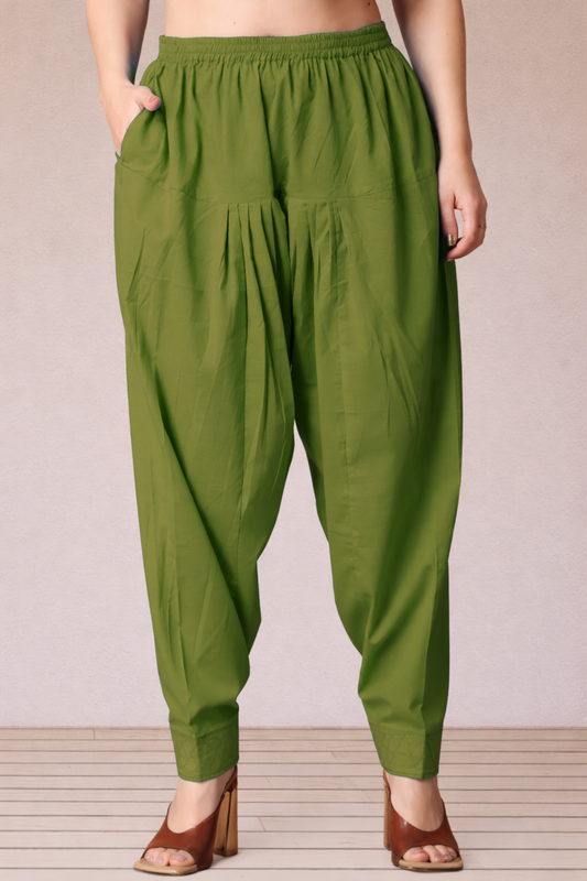 Mehandi Green Cotton Straight Salwar