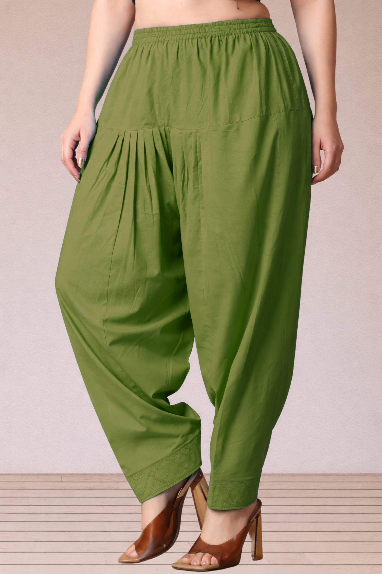 Mehandi Green Cotton Straight Salwar