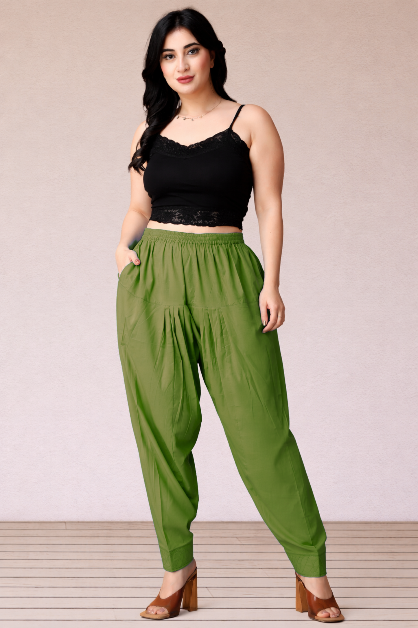 Mehandi Green Cotton Straight Salwar