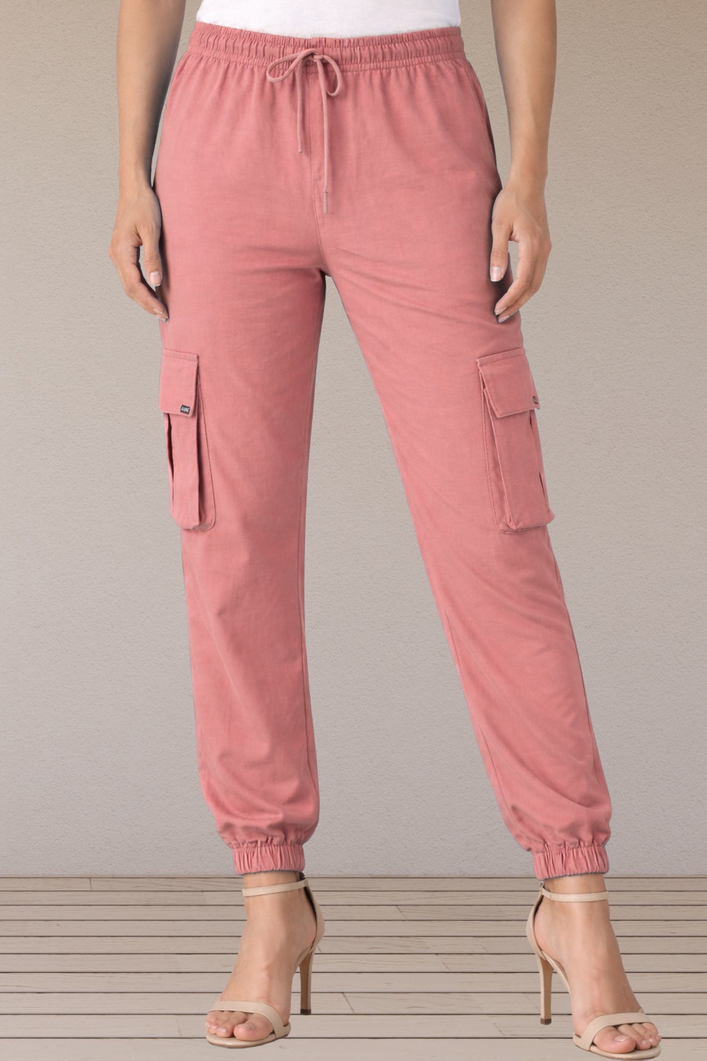 Dusty Rose Cotton Cargo Pants