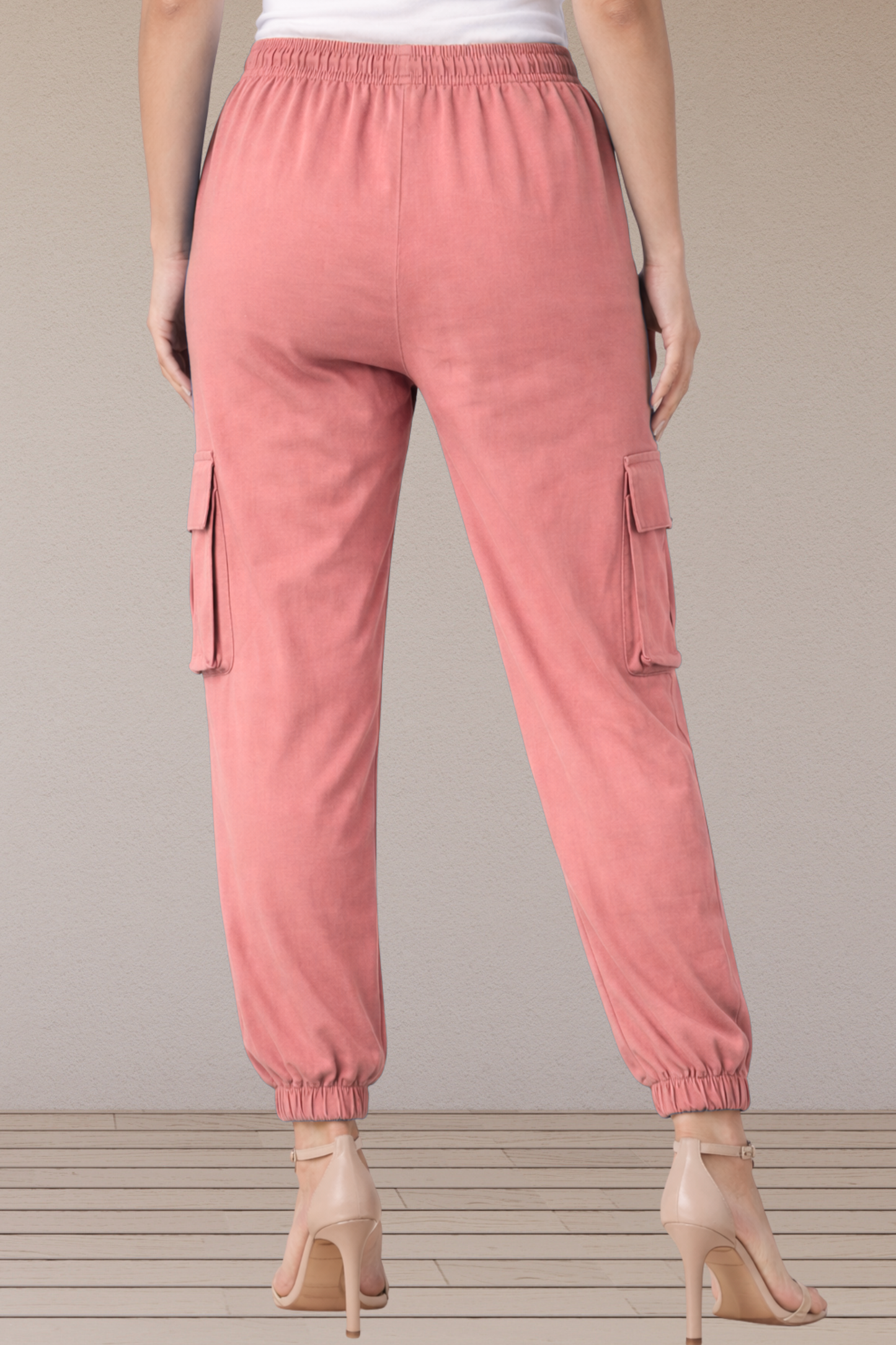 Dusty Rose Cotton Cargo Pants
