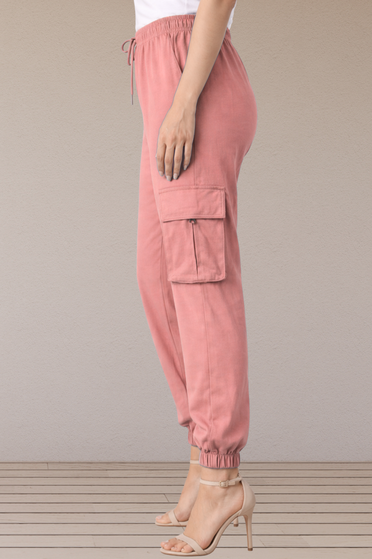 Dusty Rose Cotton Cargo Pants