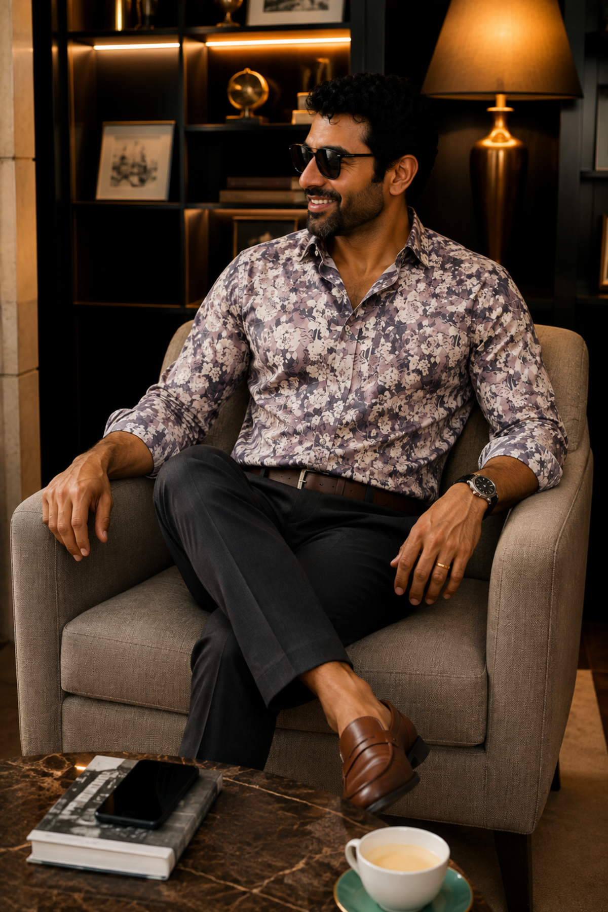 Dusty Burgundy Printed Shirt