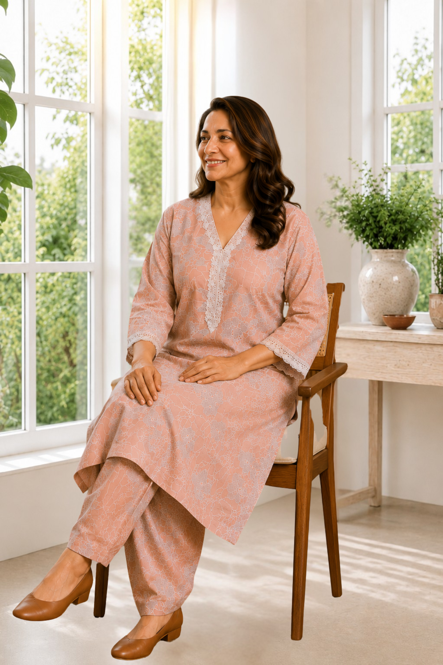Dusty Rose Elegance Cotton Salwar Suit