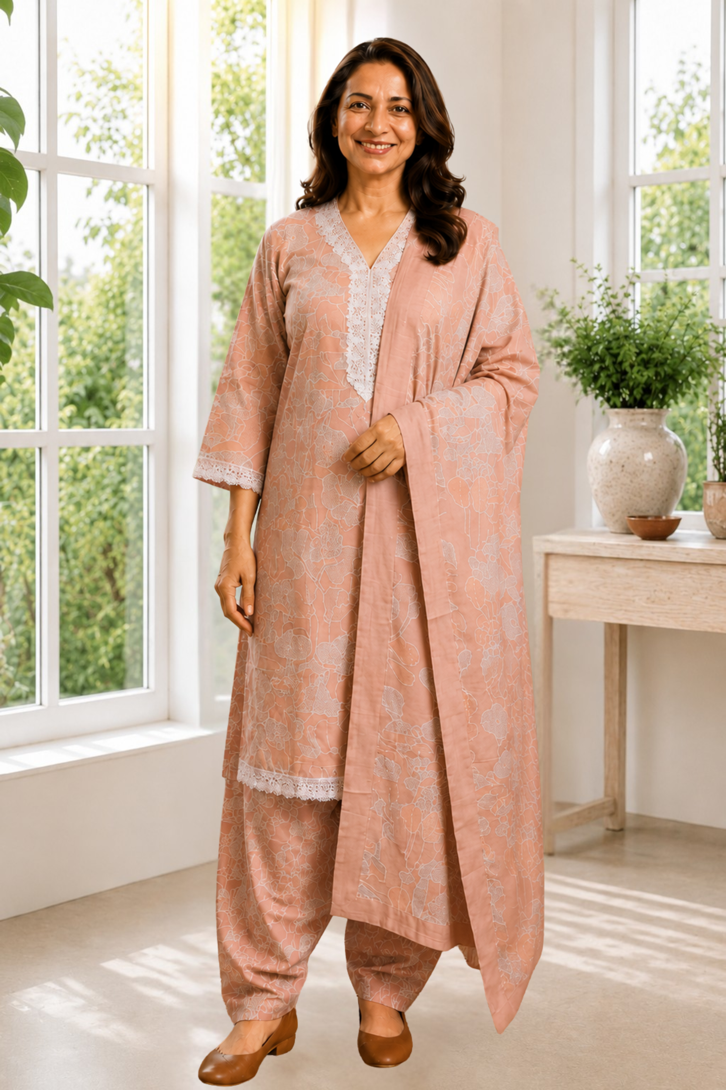 Dusty Rose Elegance Cotton Salwar Suit