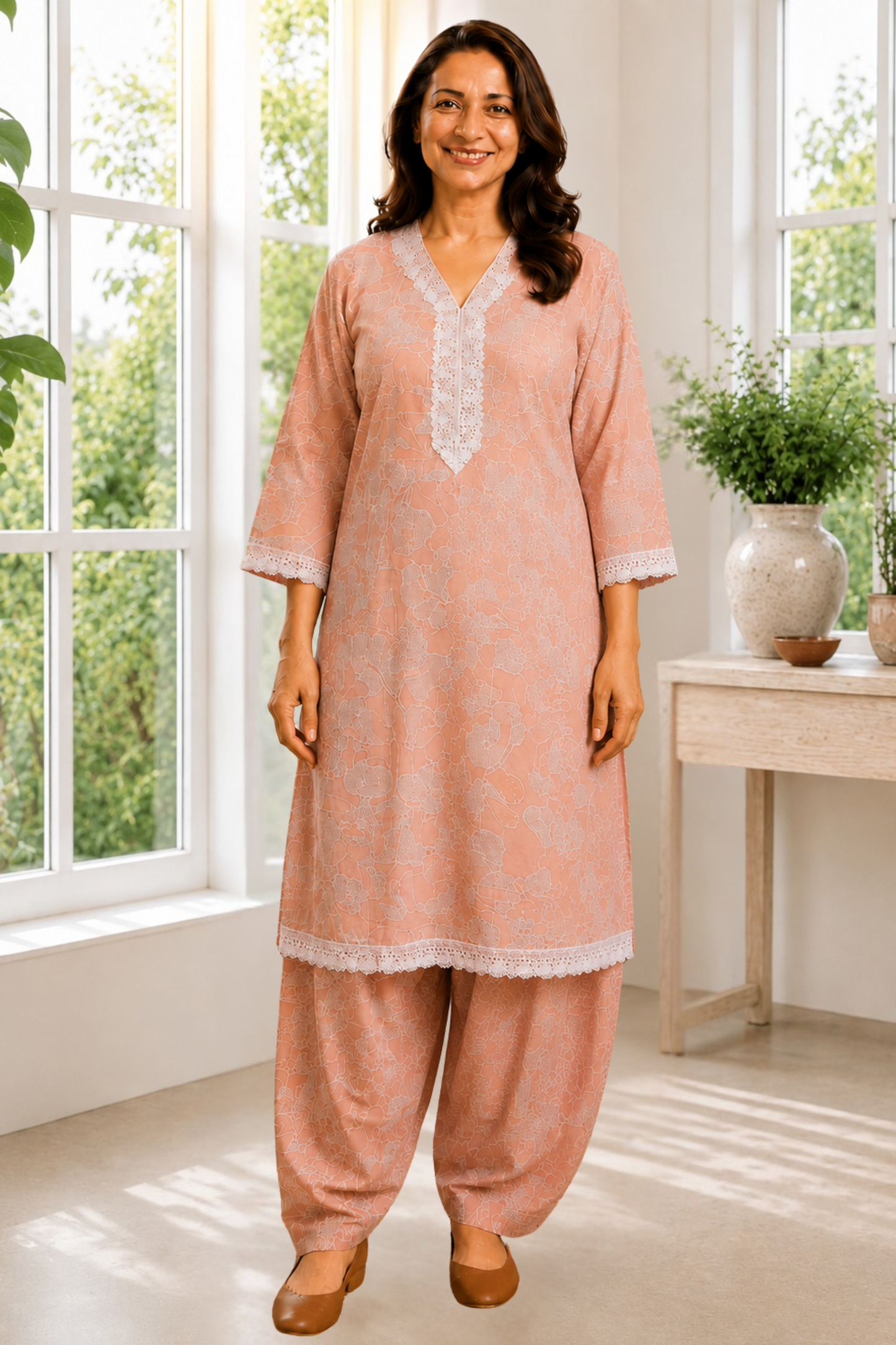 Dusty Rose Elegance Cotton Salwar Suit