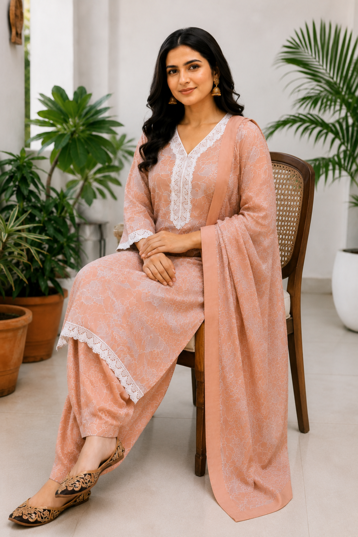 Dusty Rose Elegance Cotton Salwar Suit