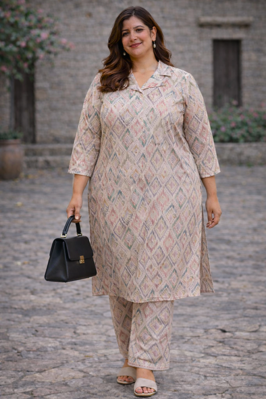 Earthy Geometry Co-ord Suit Set