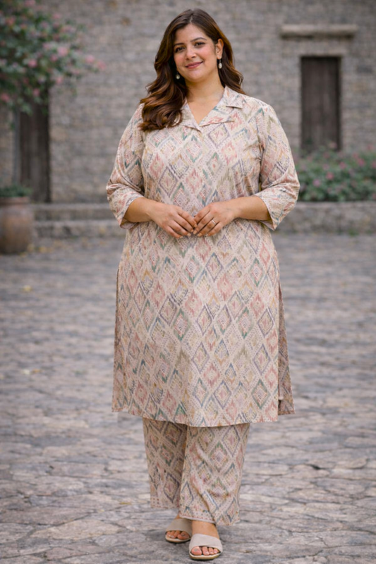 Earthy Geometry Co-ord Suit Set