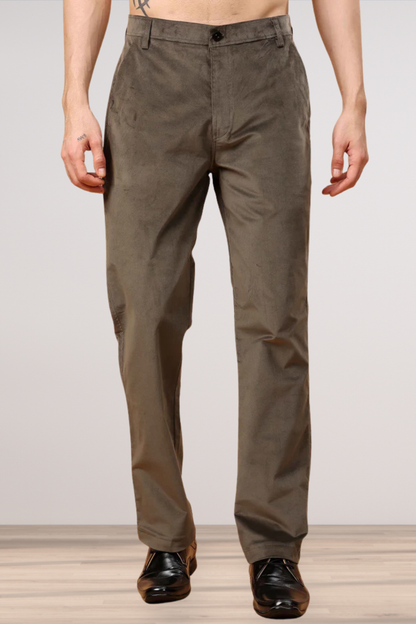 Earthy Green Corduroy Formal Trousers