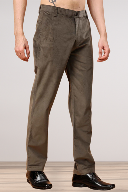 Earthy Green Corduroy Formal Trousers