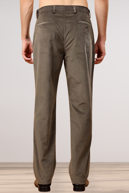Earthy Green Corduroy Formal Trousers