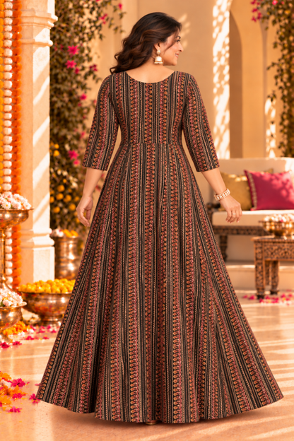 Earthy Rhythm Printed Dress With Pockets