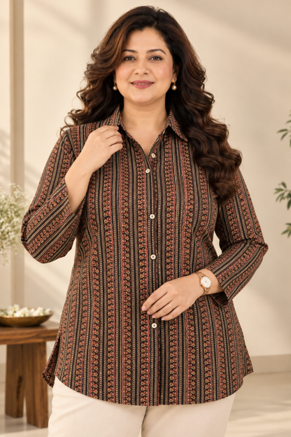 Earthy Rhythm Printed Festive Shirt