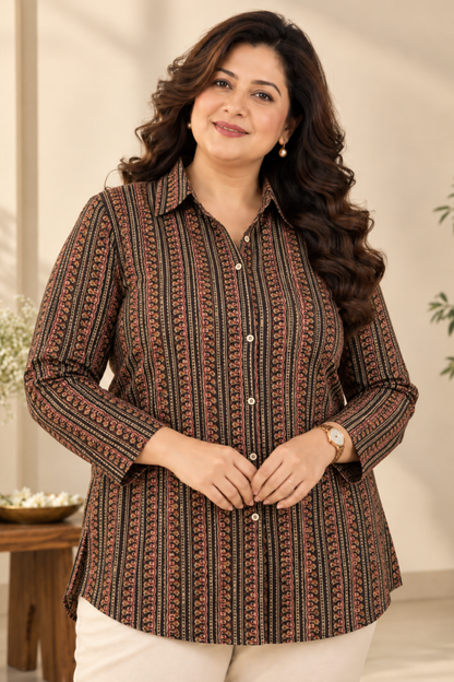 Earthy Rhythm Printed Festive Shirt