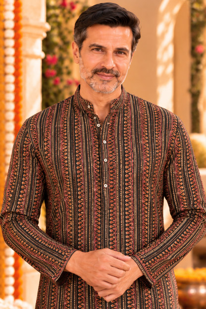Earthy Rhythm Printed Festive Kurta