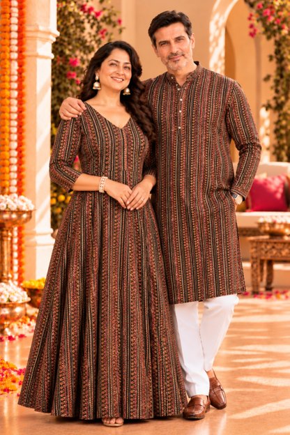 Earthy Rhythm Printed Couple Outfit