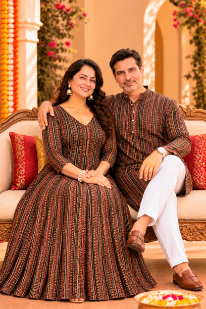 Earthy Rhythm Printed Couple Outfit