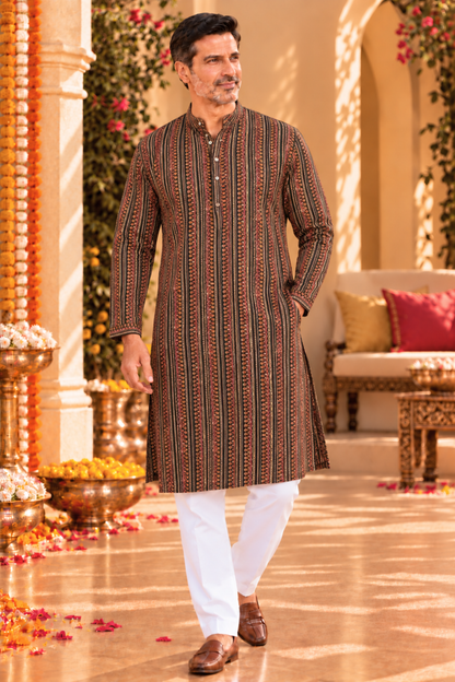 Earthy Rhythm Printed Couple Outfit