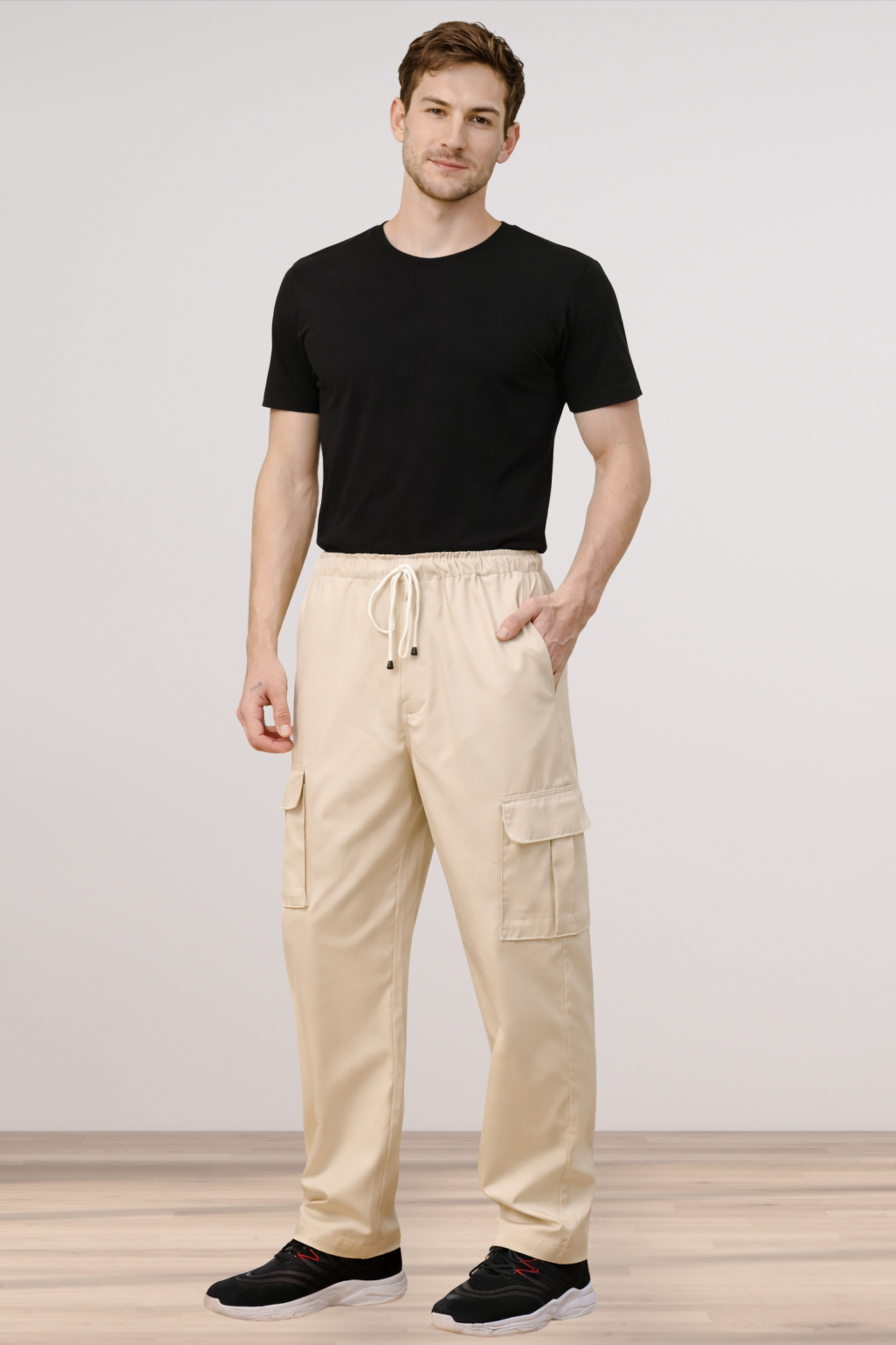 Earthy Taupe Solid Stretch Cargo - 4 Pocket