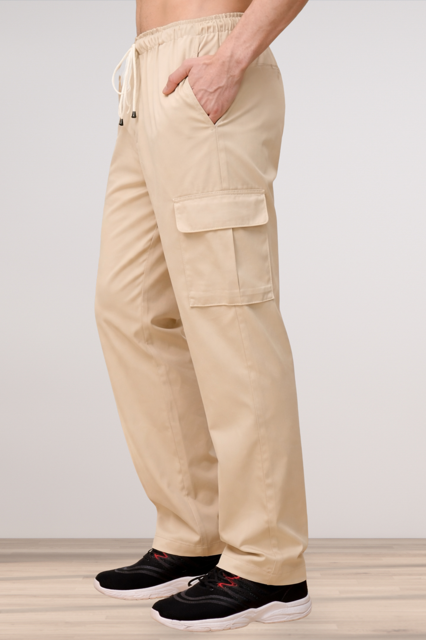 Earthy Taupe Solid Stretch Cargo - 4 Pocket