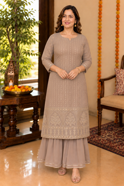 Earthy Brown Sequin Suit Set