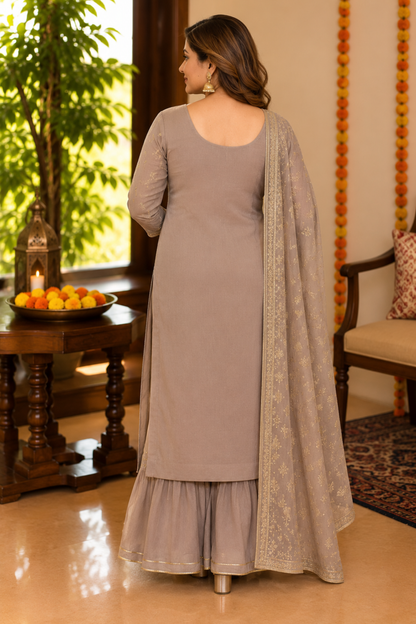 Earthy Brown Sequin Suit Set