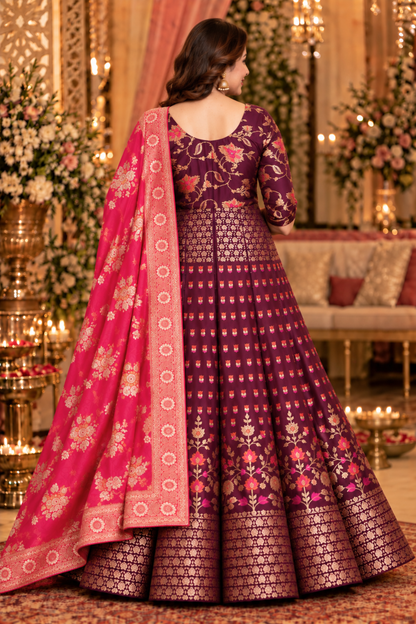 Elakshi Jacquard Silk Anarkali Dress