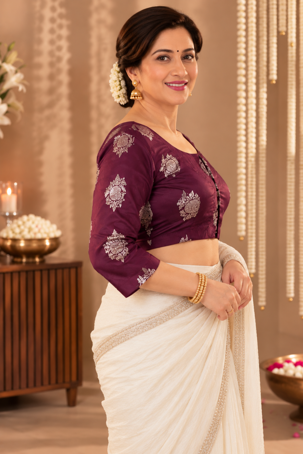 Elegant Wine Silk Blouse