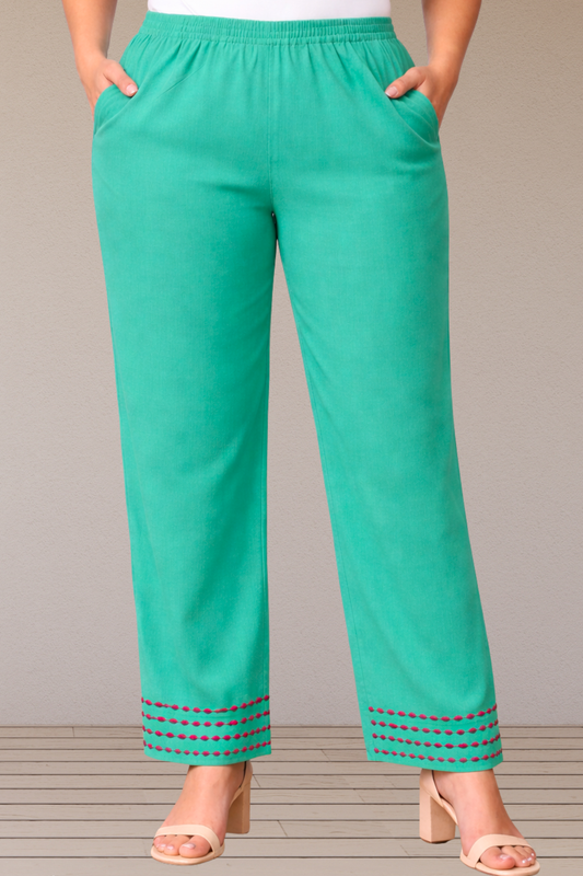 Emerald Breeze Cotton Pant Palazzo