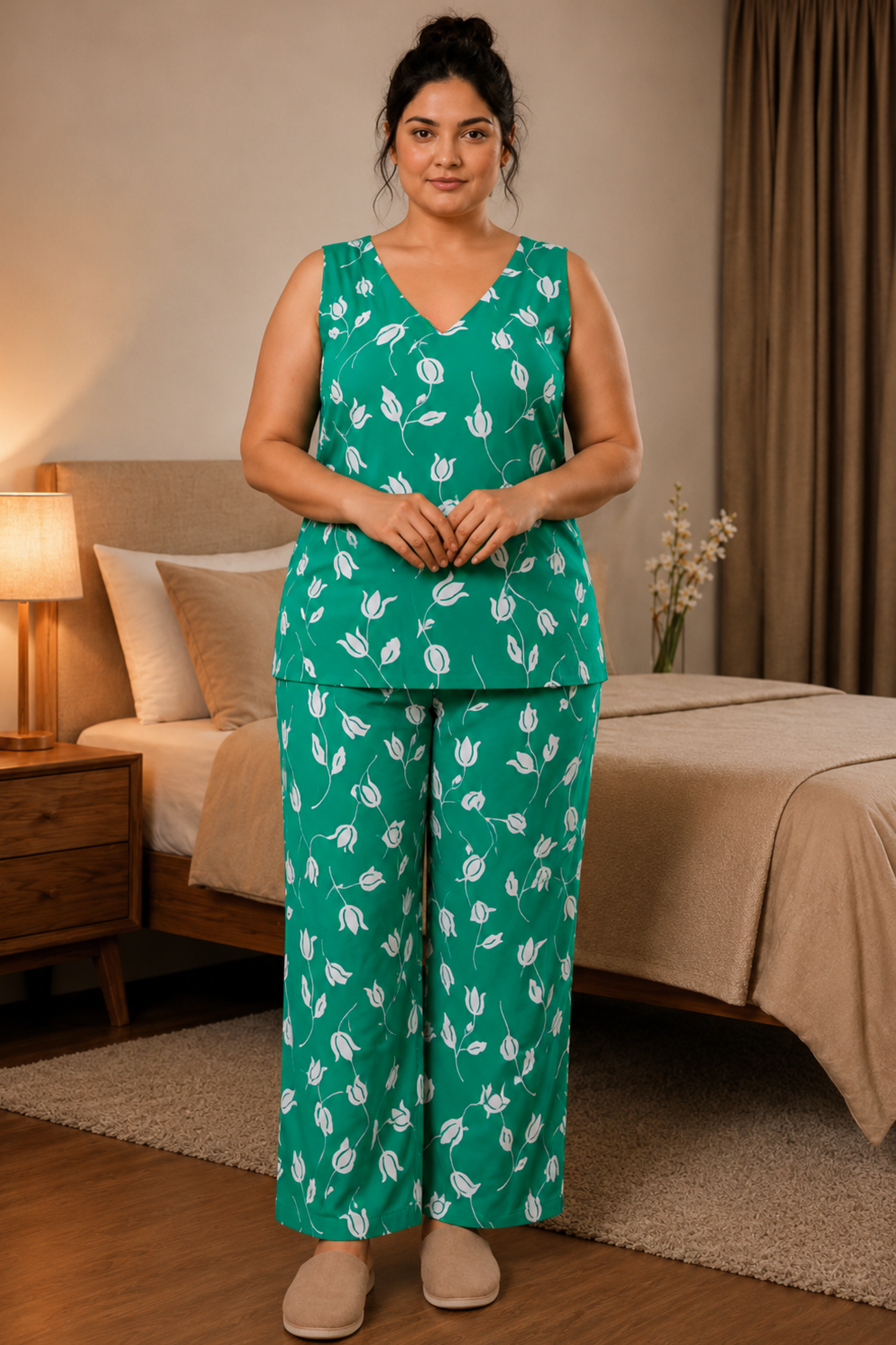 Emerald Ease Rayon Night Suit