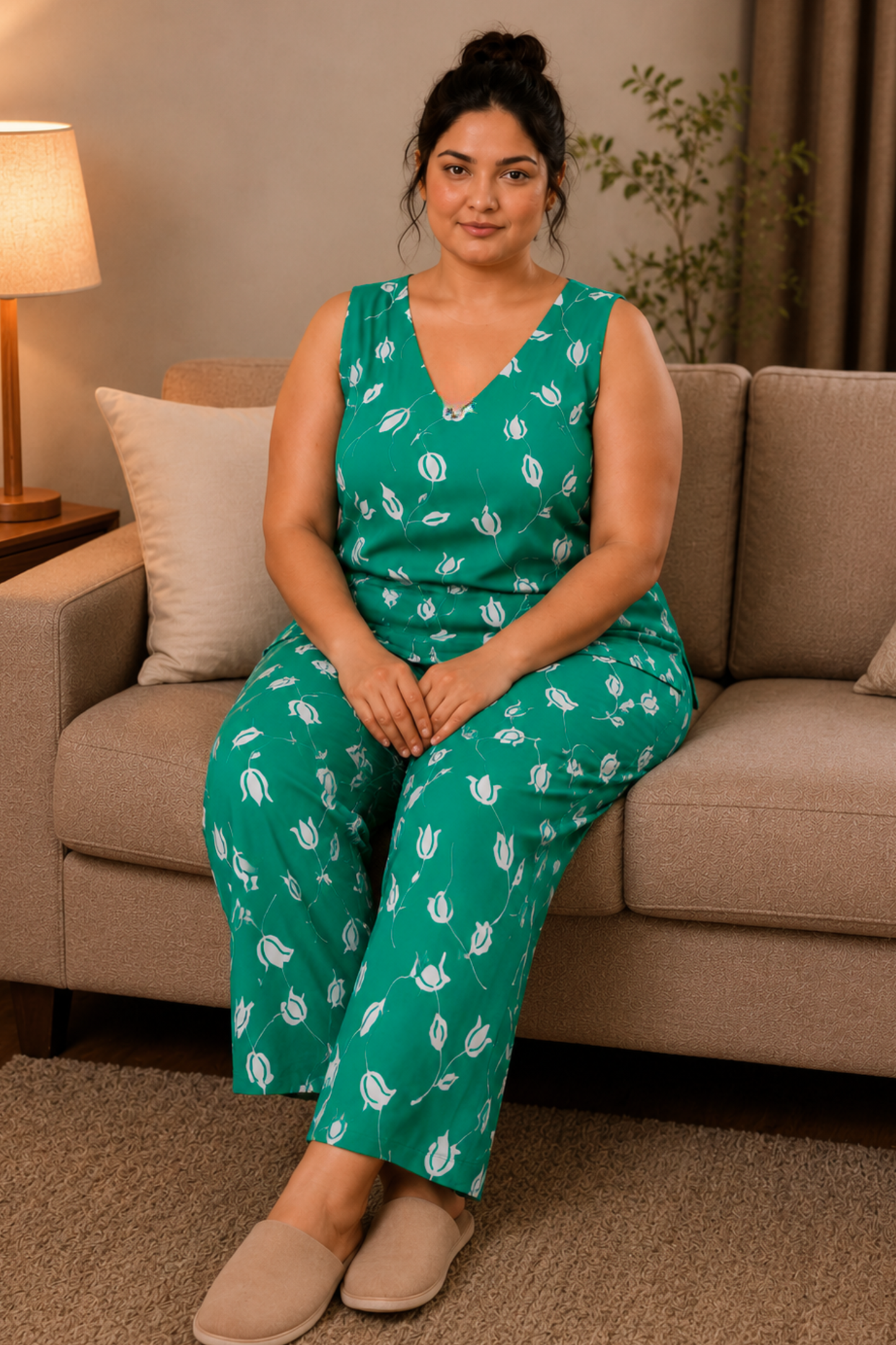 Emerald Ease Rayon Night Suit