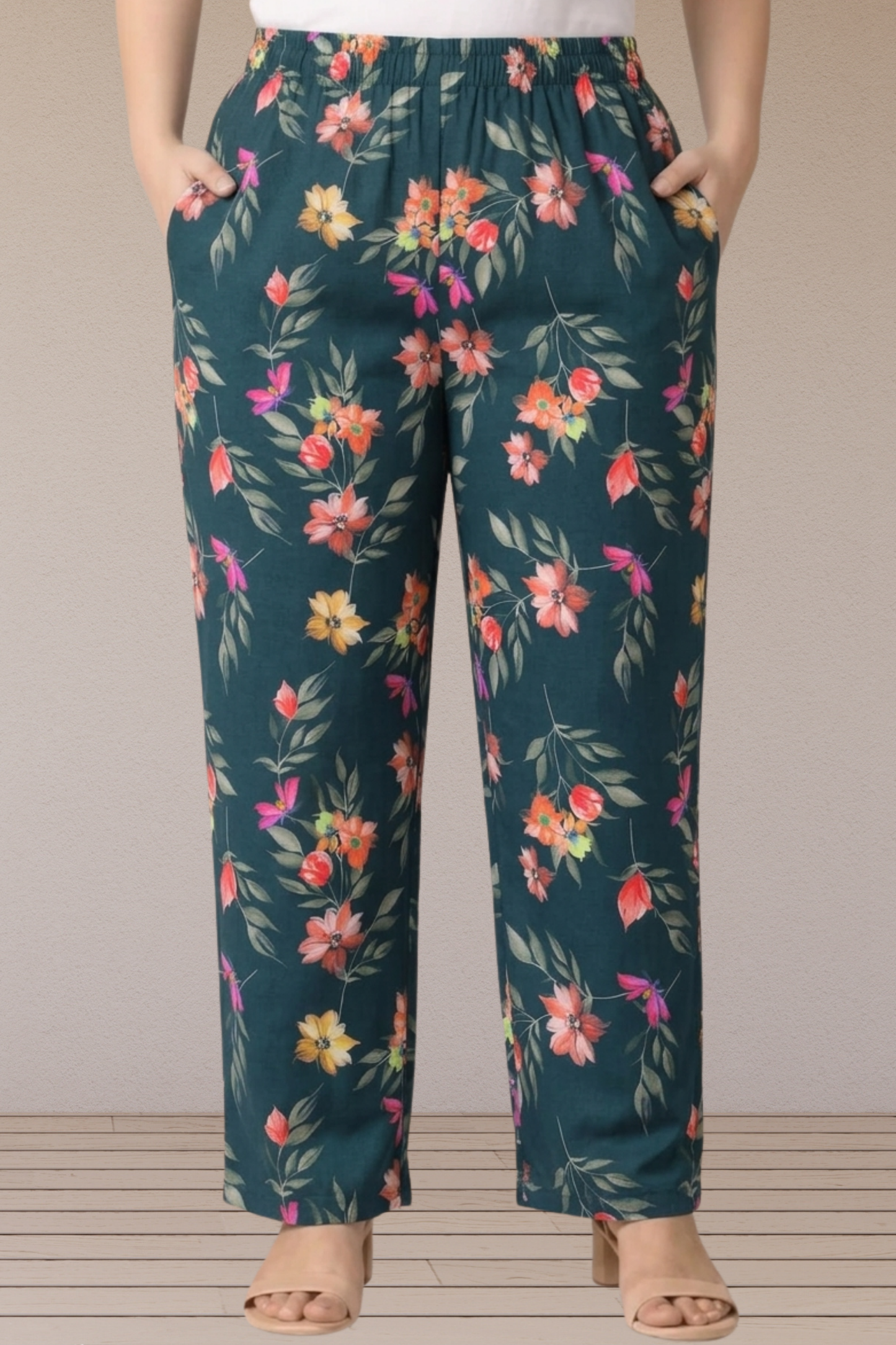 Emerald Floral Cotton Pants