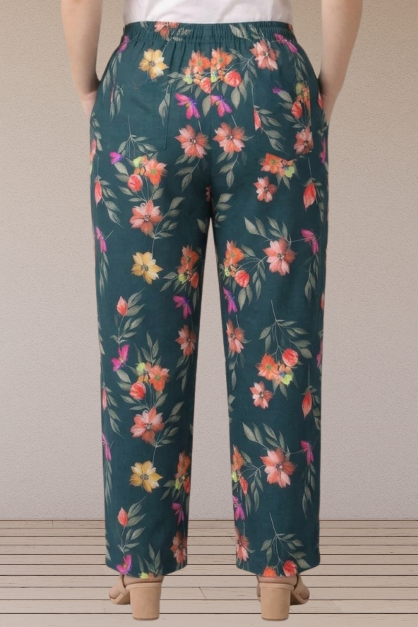 Emerald Floral Cotton Pants