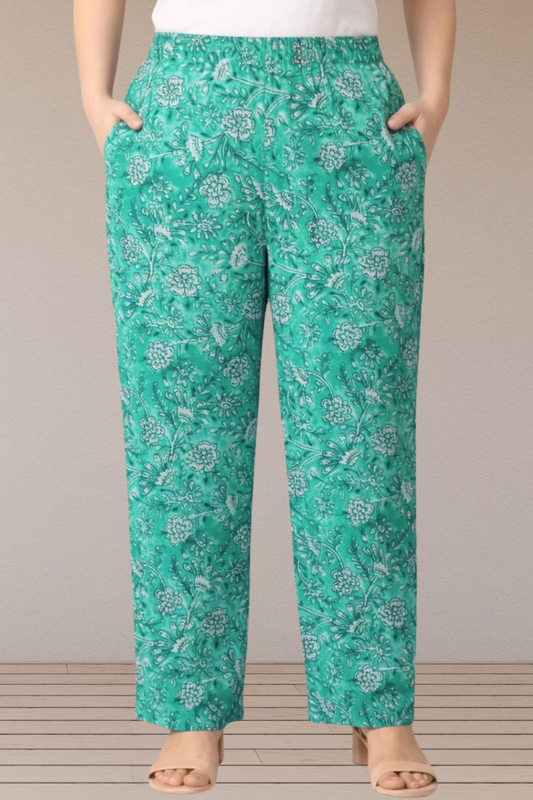 Emerald Floral Printed Cotton Pant