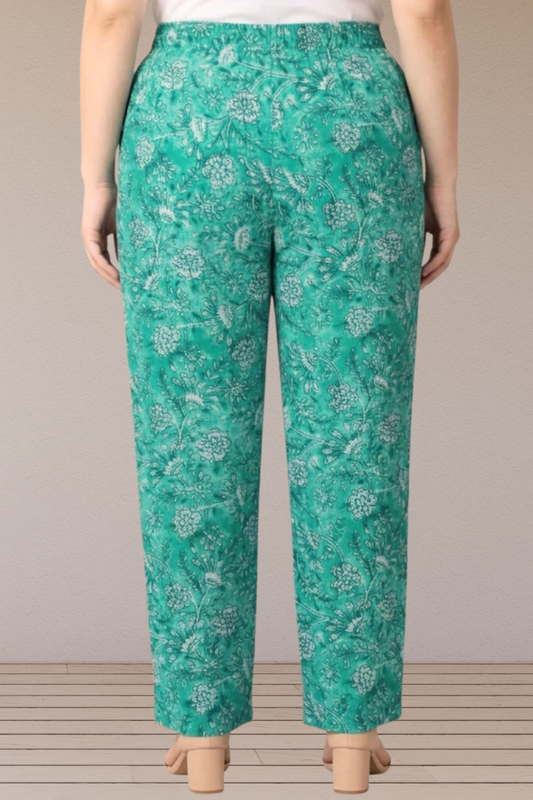 Emerald Floral Printed Cotton Pant