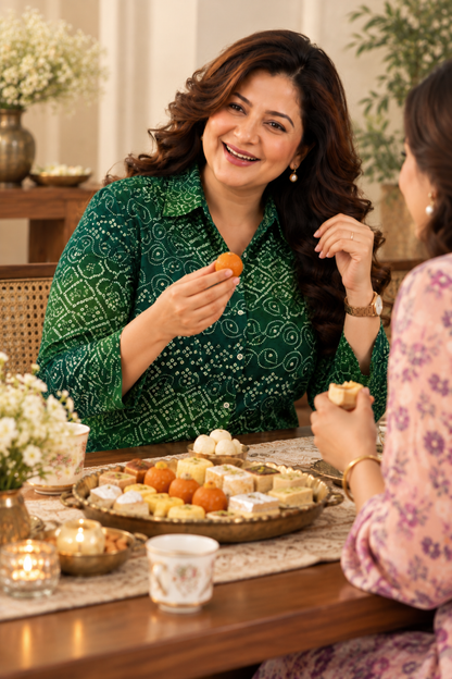 Emerald Green Bandhani Foiled Shirt