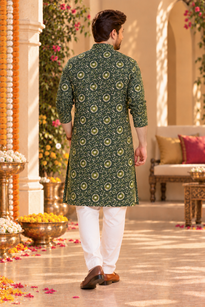 Emerald Mosaic Foiled Festive Kurta
