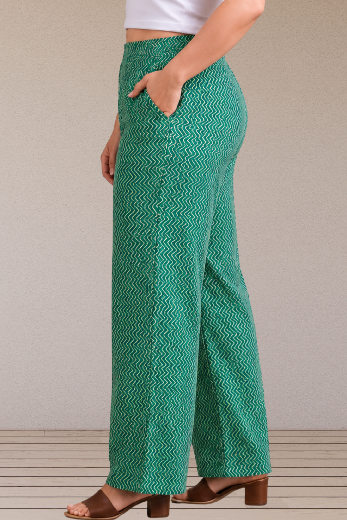 Emerald Wave Cotton Palazzo