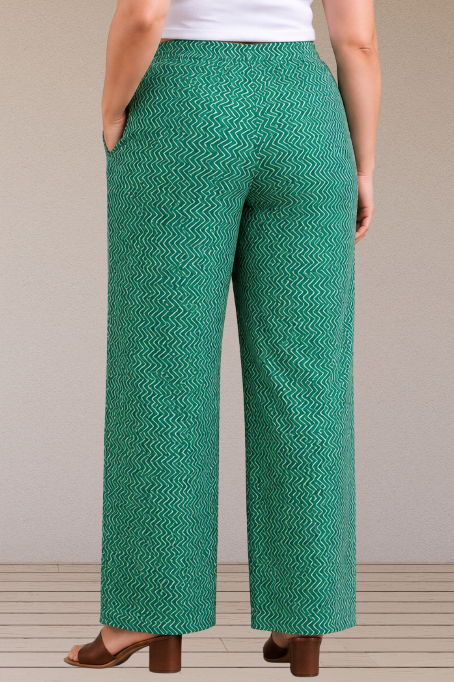 Emerald Wave Cotton Palazzo