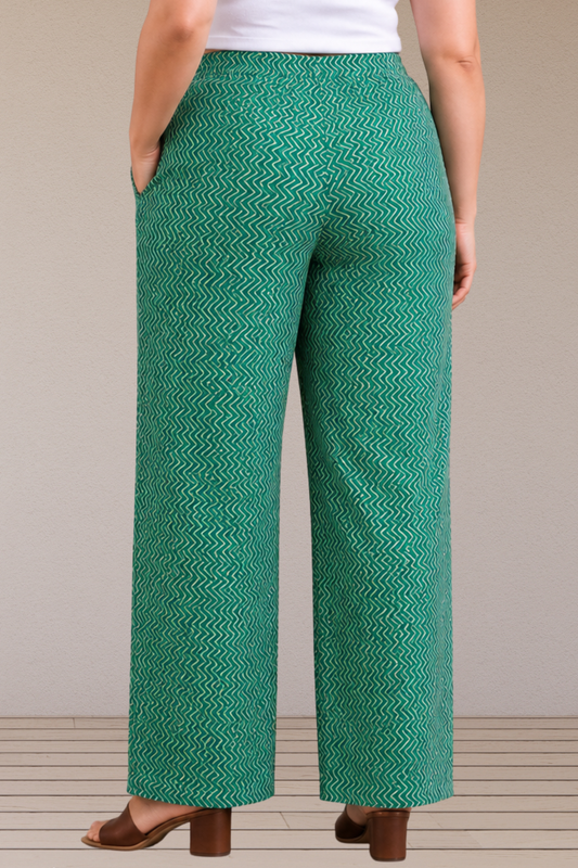 Emerald Wave Cotton Palazzo