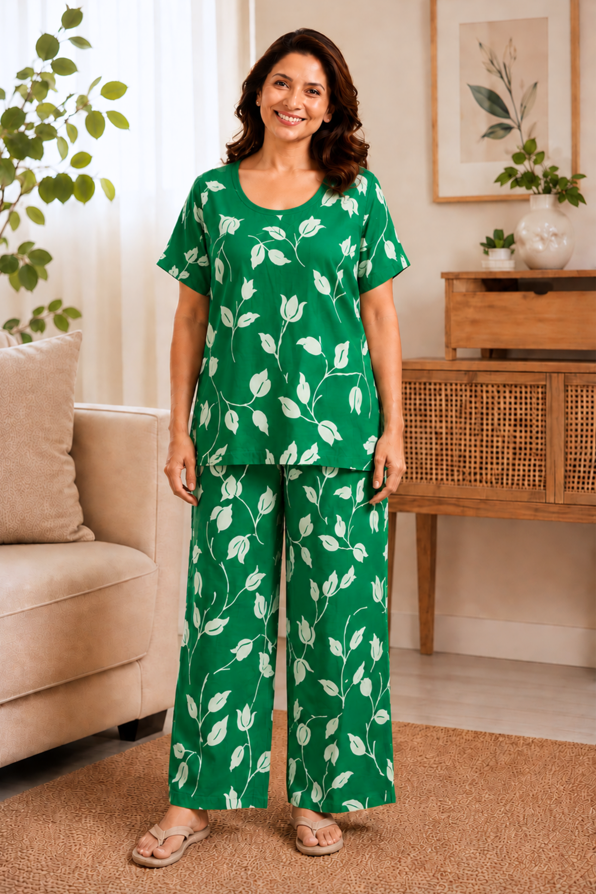 Emerald Ease Rayon Night Suit