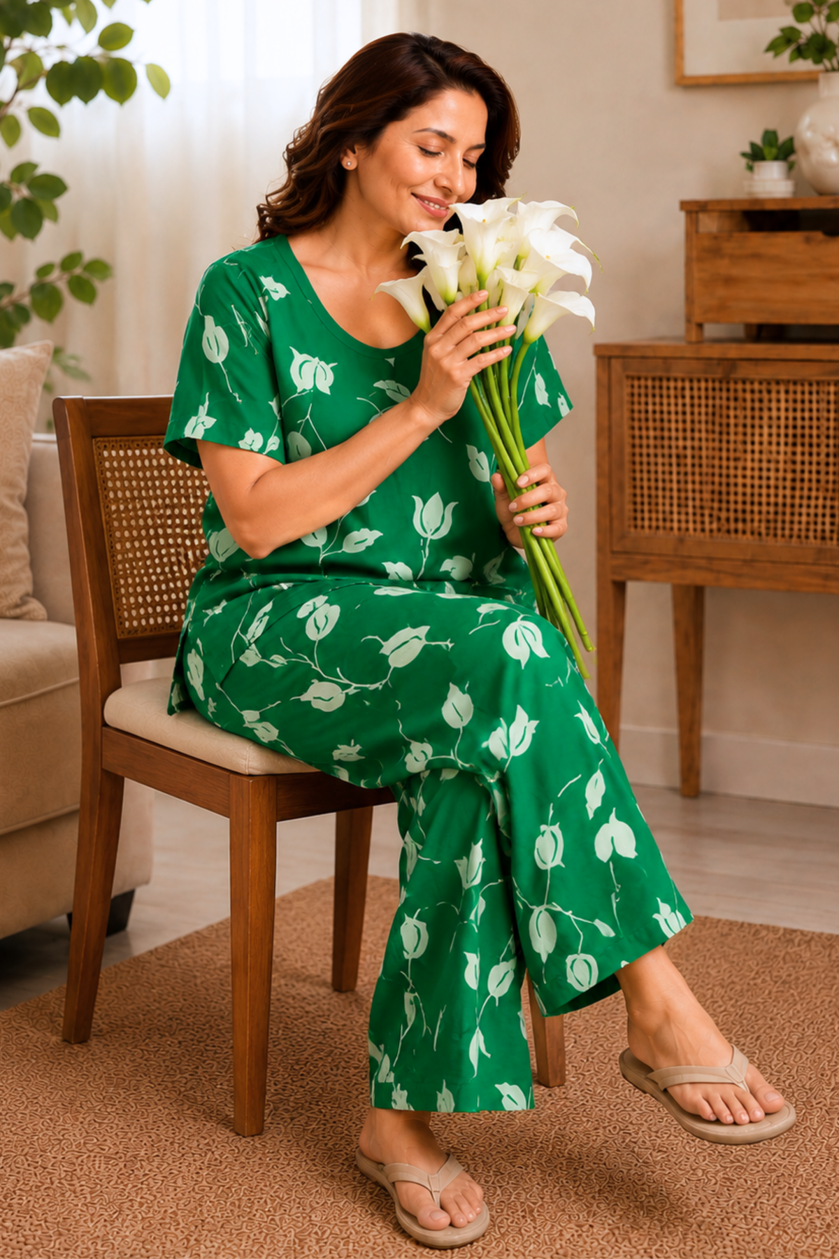 Emerald Ease Rayon Night Suit
