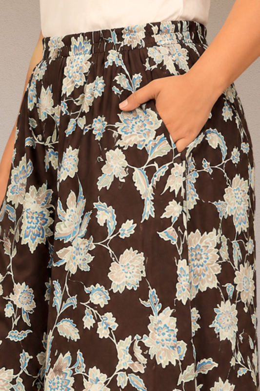 Espresso Floral Rayon Lounge Pants