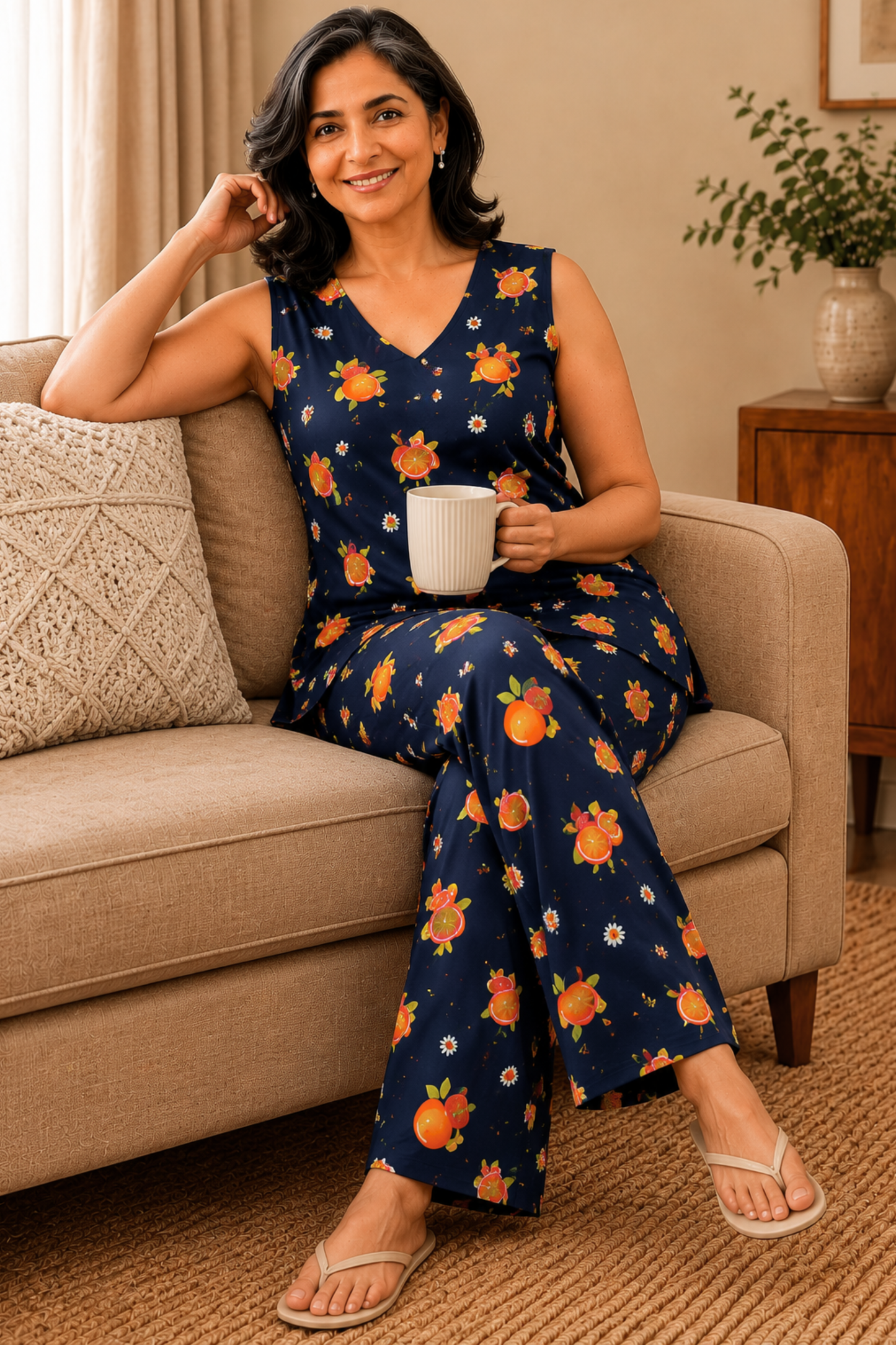 Evening Citrus Rayon Night Suit