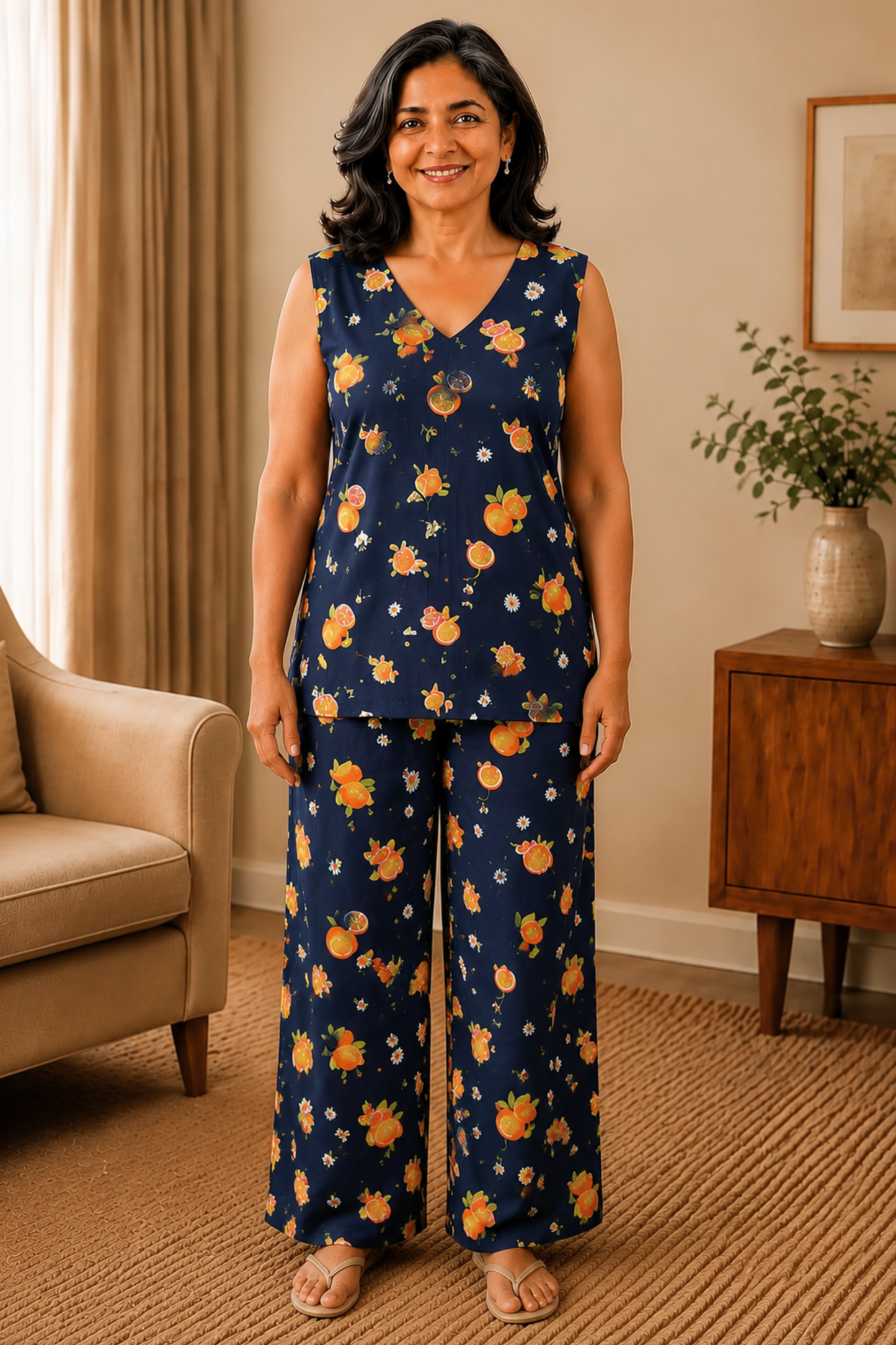 Evening Citrus Rayon Night Suit