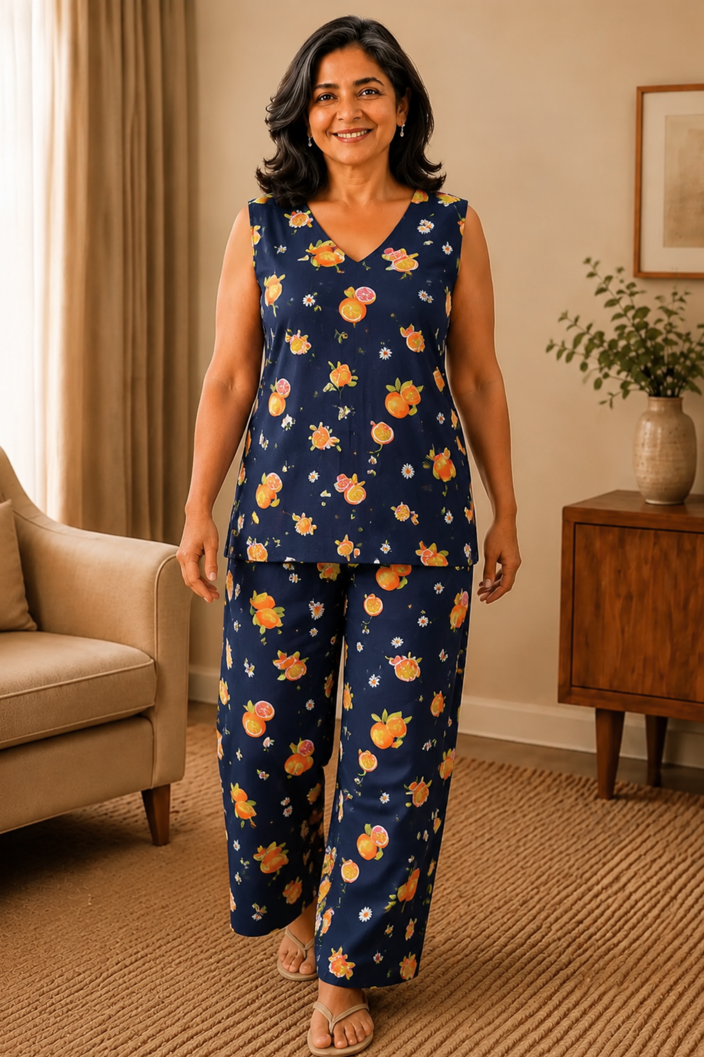 Evening Citrus Rayon Night Suit