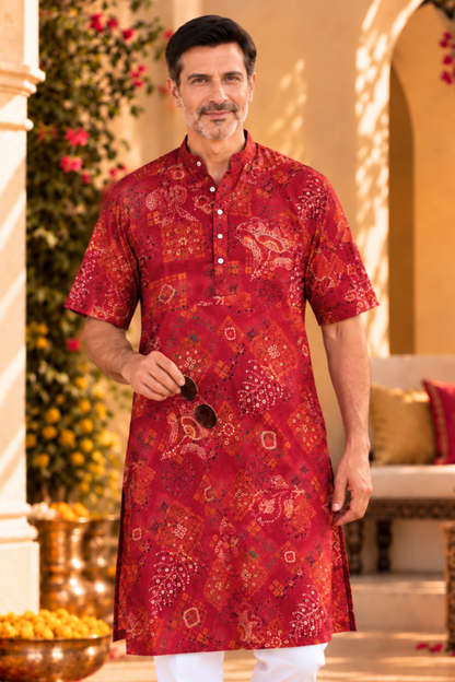Evening Rouge Foiled Rayon Kurta