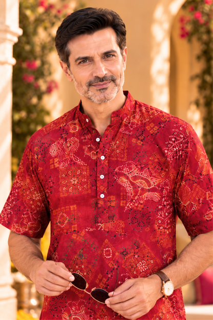 Evening Rouge Foiled Rayon Kurta